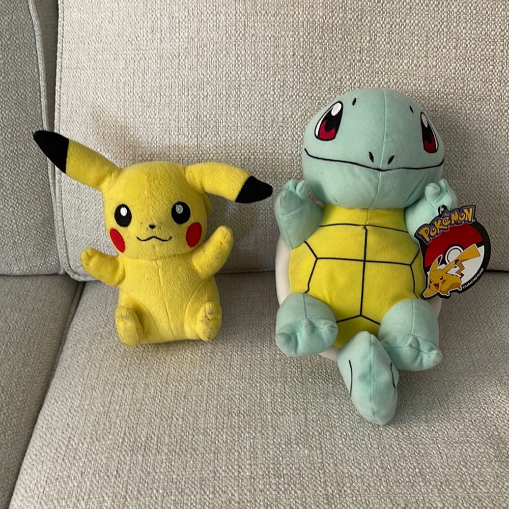 Pokémon and Squirtle plush characters